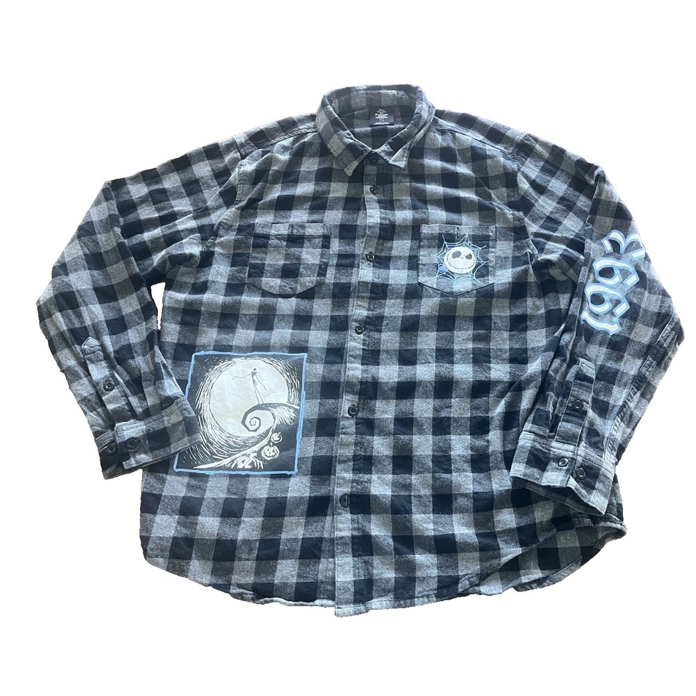 Nightmare Before Christmas Disney Button Up 1993 Woven Shirt Long Sleeve‎ Sz XL